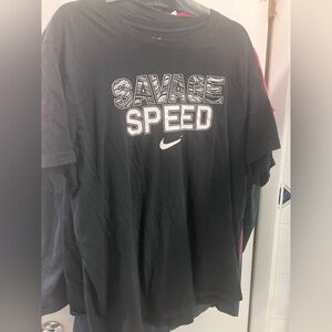 Nike athletic brand Black Graphic T-shirt savage speed spell out shirt size 2XL